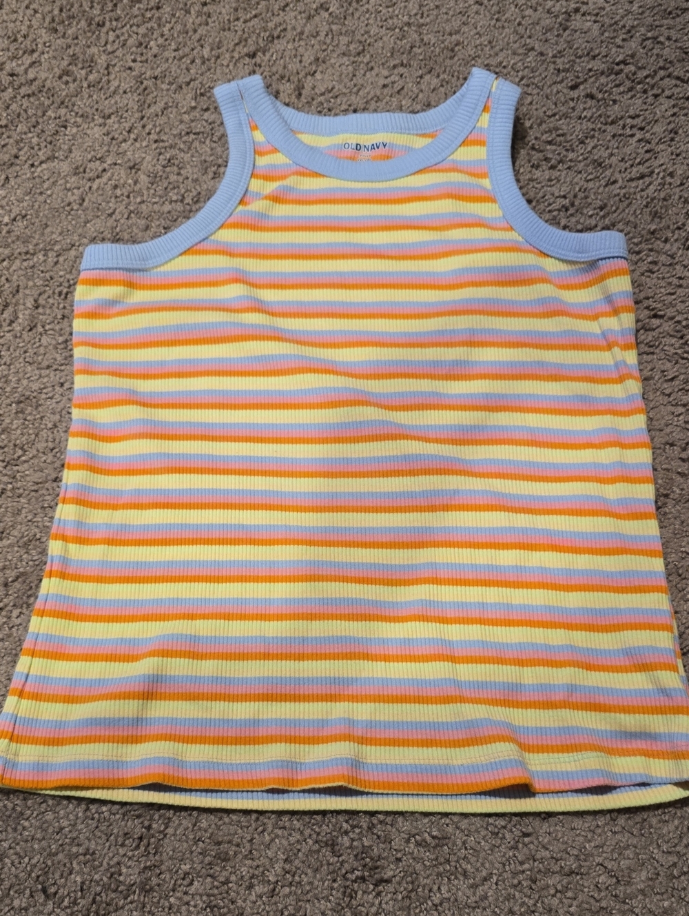 Old Navy Girls' Yellow, Blue & Pink Striped Ribbed Tank